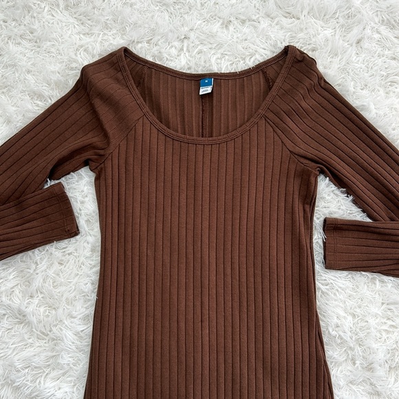 Brown Ribbed Sweater Dress - Picture 2 of 3